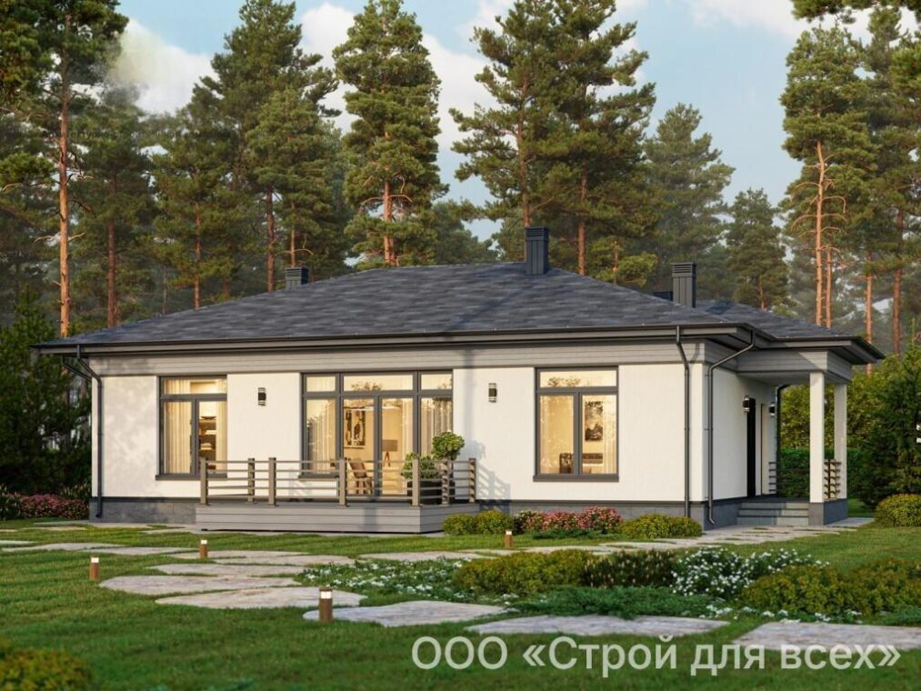 ПД-29 Одноэтажный дом с тремя комнатами 15,7 м x 13,4 м — фото 1