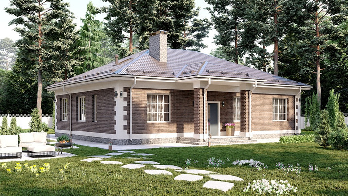 ВС-11. Одноэтажный дом с четырьмя спальнями 15×10 м. — фото 1
