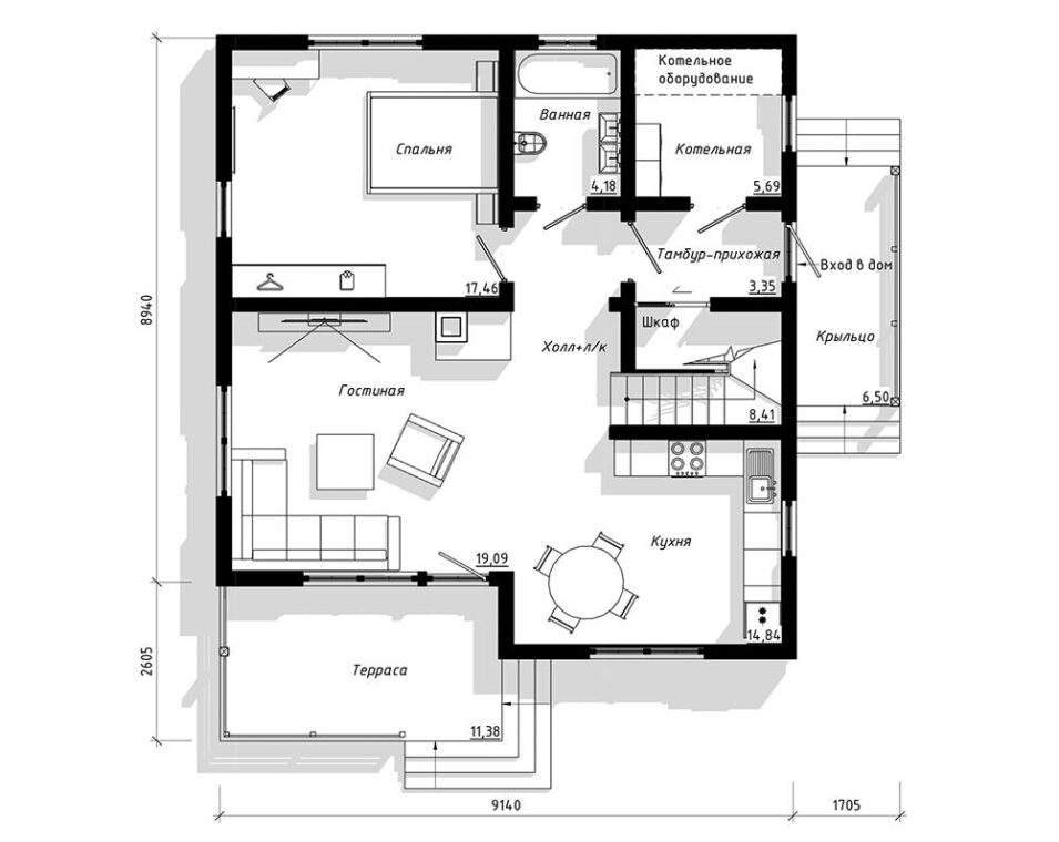 КР-12. Двухэтажный дом с пятью комнатами 11*11 м. — фото 2