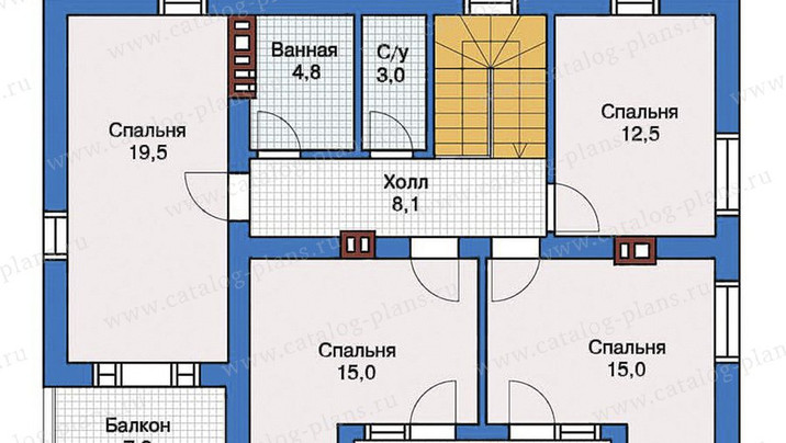 А-82. Коттедж с пятью спальнями и террасой 13×9.6 м. — фото 3