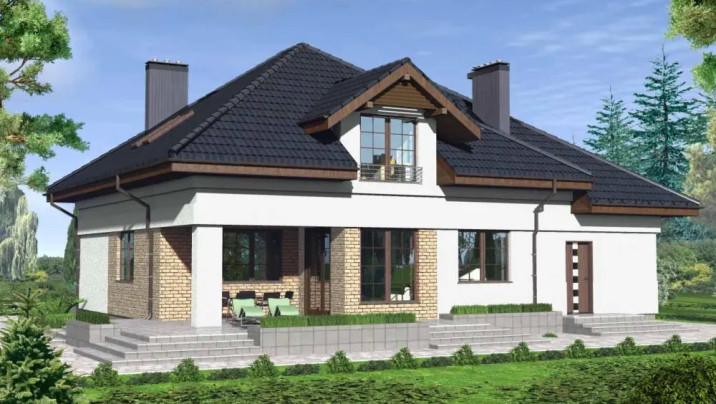ЕН-55 Коттедж с тремя спальнями и мансардной 11.97*14.85 м. — фото 4