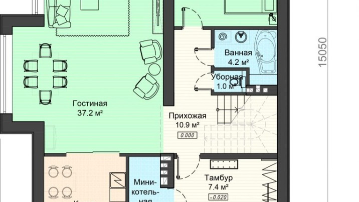 В-774 Коттедж с пятью спальнями и мансардой 15.05*10.90 м. — фото 5
