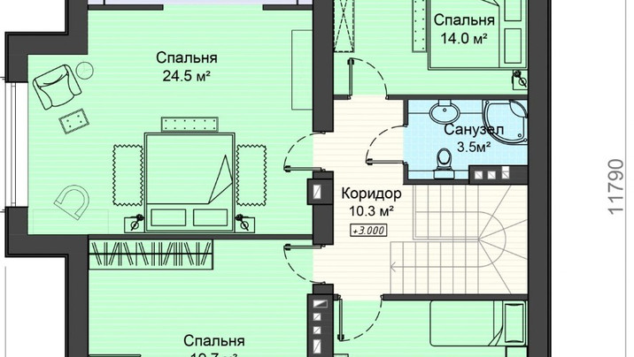 В-774 Коттедж с пятью спальнями и мансардой 15.05*10.90 м. — фото 6