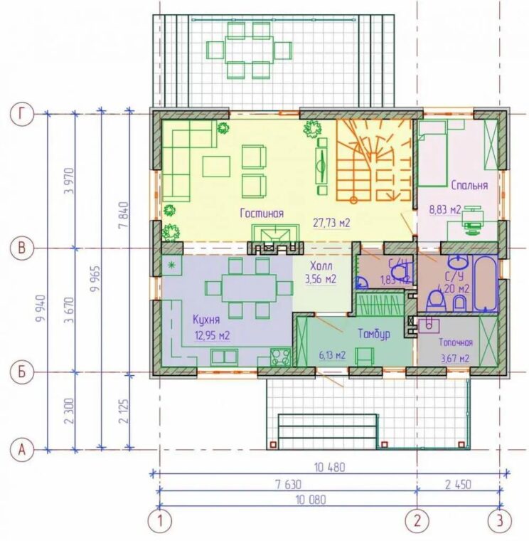К-005 Мансардный дом с четырьмя спальнями 9.5*10.4 м. — фото 8