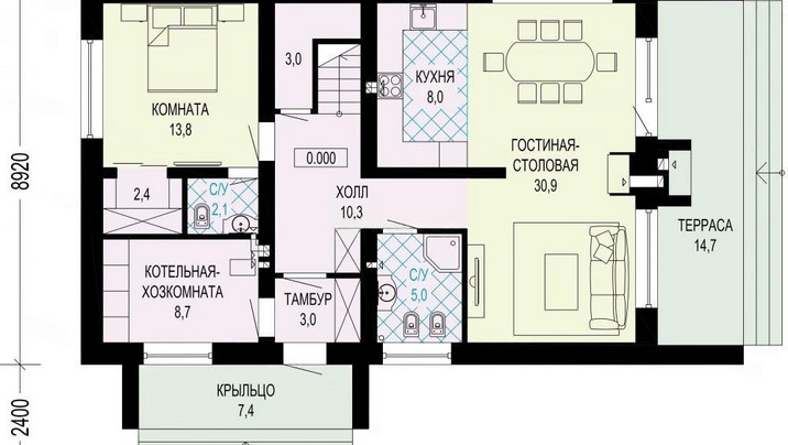 МР-56 Барнхаус с тремя спальнями и лаунж-зоной 16.3*11.3 м. — фото 5