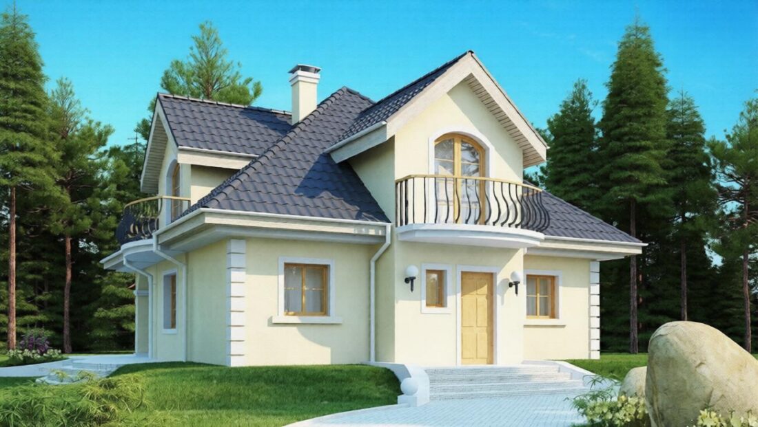ТВ-77. Коттедж с четырьмя спальнями и мансардой 11.90*10 м. — фото 2