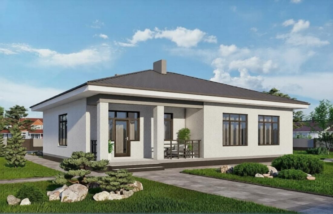 А-77 Дом с тремя спальнями и террасой 13.95м×14.16 м. — фото 4