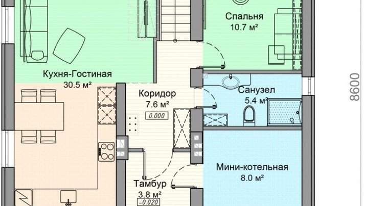ДЛ- 55 Коттедж с пятью спальнями и балконом 10.10* 8,60 м. — фото 4
