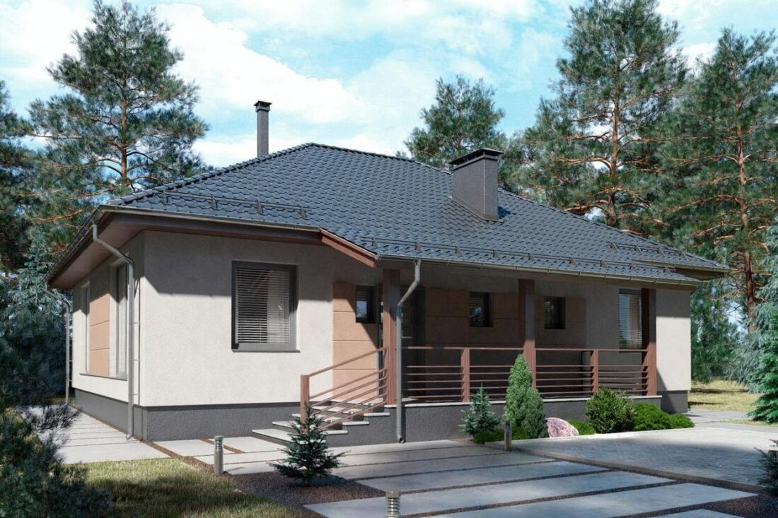 В-76 Дом с тремя спальнями и террасой 9.9×13.00 м. — фото 1