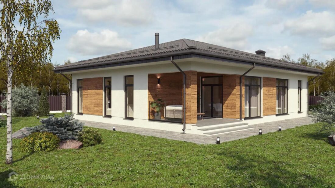 К-44 Коттедж с тремя комнатами и террасой 18*11.9 м. — фото 1