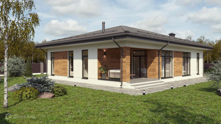 К-44 Коттедж с тремя комнатами и террасой 18*11.9 м. — фото 1