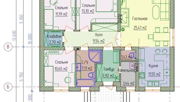 Д-080 .Одноэтажный дом в скандинавском стиле 12.97 *10 м. — фото 2