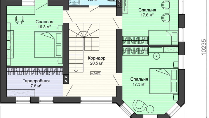 РП- 011 Двухэтажный дом с гаражом, террасой. 11.40*12.80 метров — фото 5