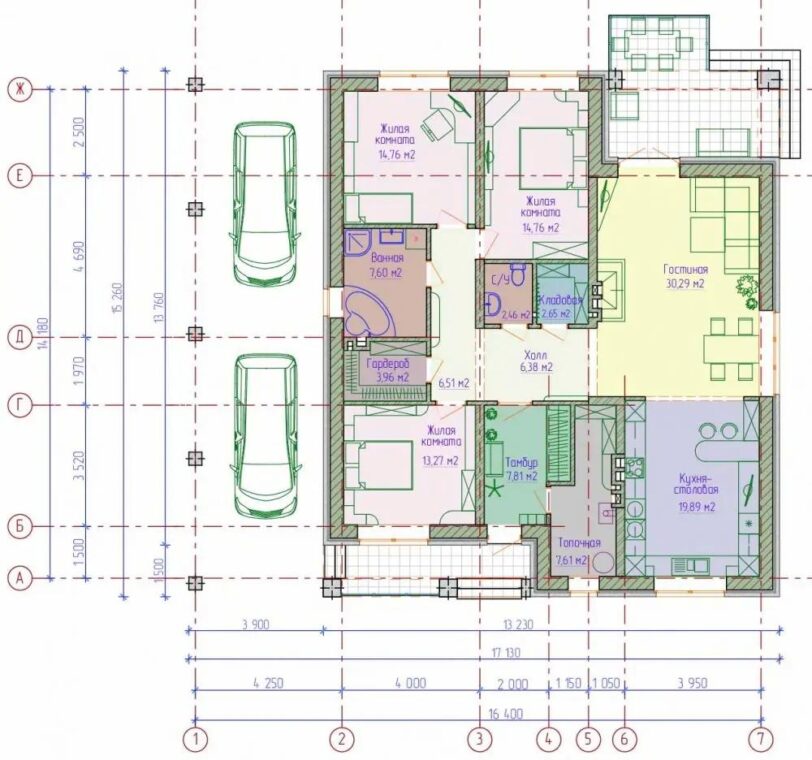 А-55.Дом с навесом для автомобиля 14,2*16,4 метров — фото 8