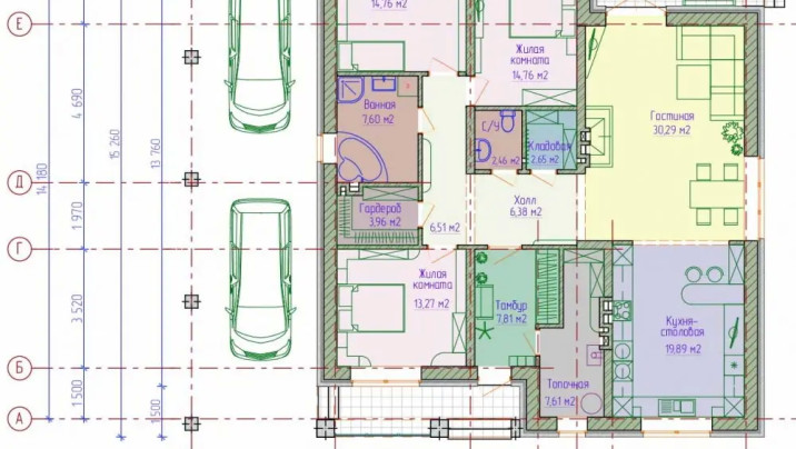 А-55.Дом с навесом для автомобиля 14,2*16,4 метров — фото 8