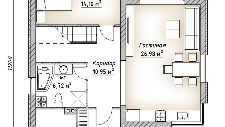 В-55 Коттедж с пятью спальнями и мансардой 11.2*9.9 метров — фото 5