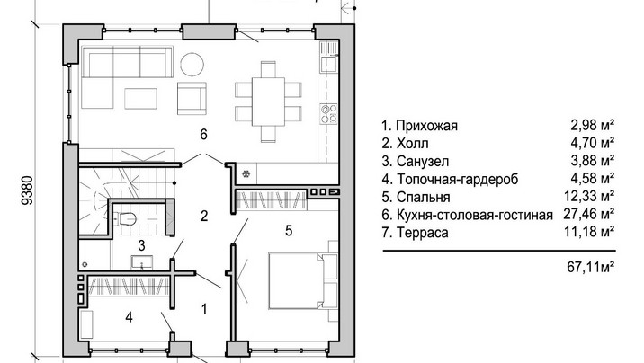 РК- 236 Дом с четырьмя спальнями и мансардой 12.3 * 8.2 м. — фото 6