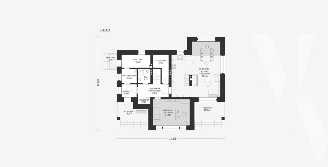 СП-012 Двухэтажный дом с тремя спальнями 14 *12 м. — фото 2