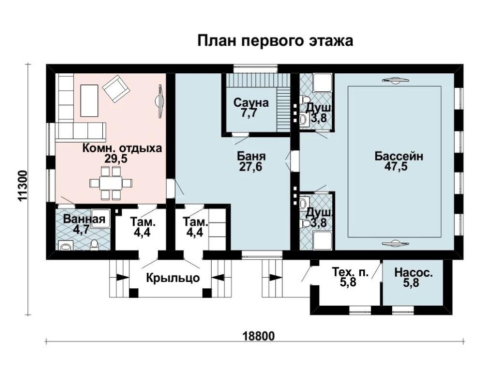 Проект К-55 размер 18.8 * 11.3 метров — фото 2