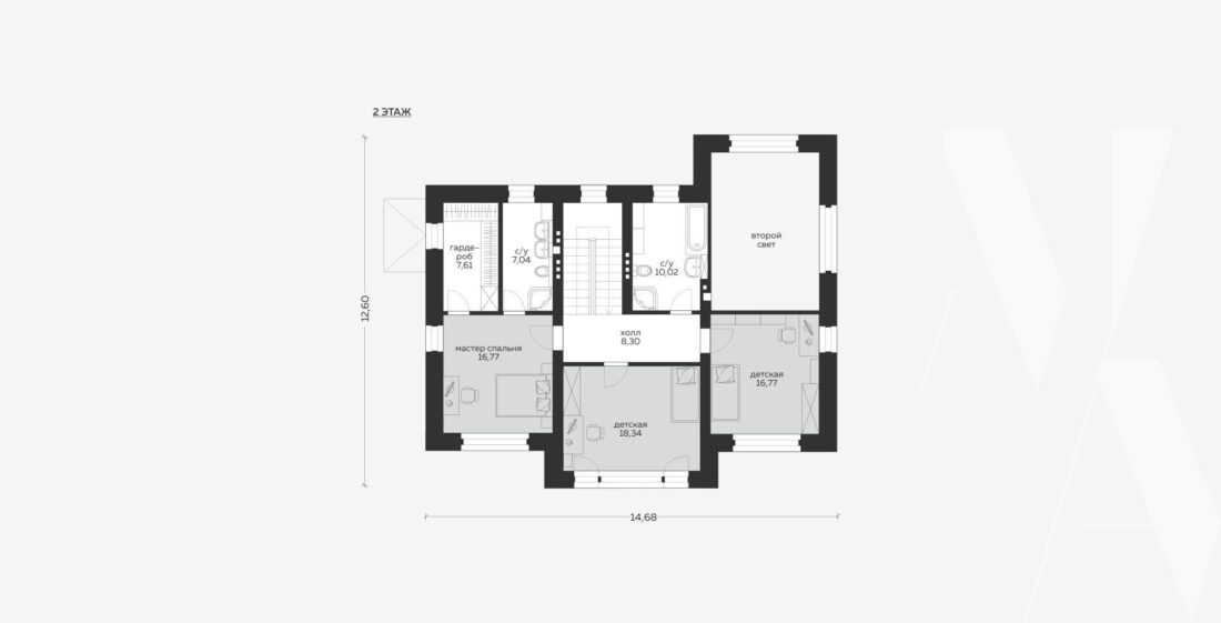 СП-012 Двухэтажный дом с тремя спальнями 14 *12 м. — фото 3
