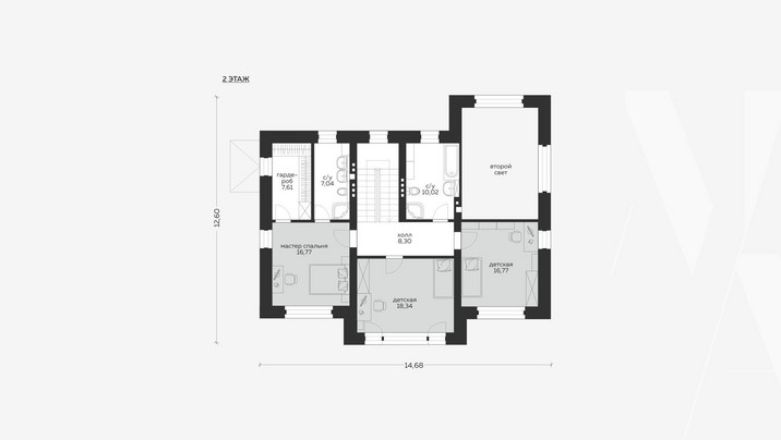 СП-012 Двухэтажный дом с тремя спальнями 14 *12 м. — фото 3