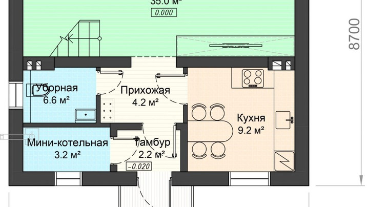 НР-44 Дом с тремя спальнями и мансардой 8,7*8.6 м. — фото 3