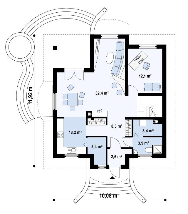 ТВ-77. Коттедж с четырьмя спальнями и мансардой 11.90*10 м. — фото 7