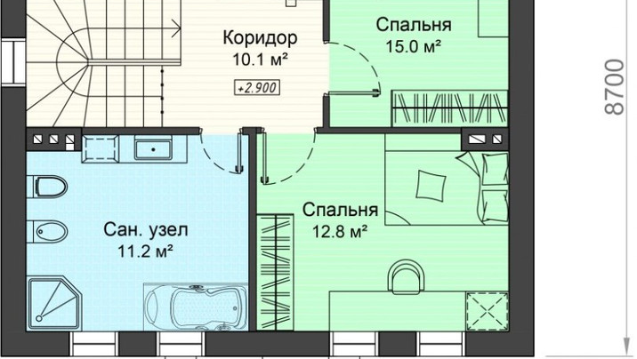 НР-44 Дом с тремя спальнями и мансардой 8,7*8.6 м. — фото 4