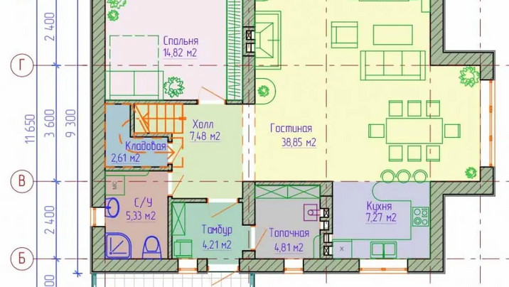 К-006 Мансардный дом с четырьмя спальнями 12.4*11.6 м. — фото 8