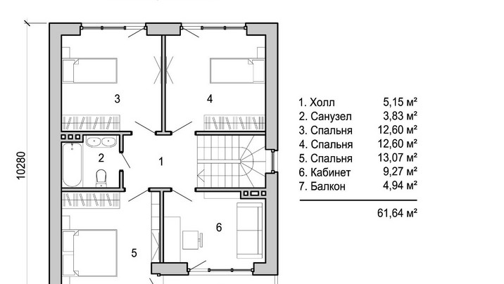 РК- 234 Дом с четырьмя спальнями и мансардой 13.3 * 8.2 м. — фото 8