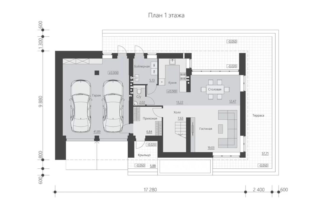 РФ-923 Дом с тремя спальнями, гаражом и кабинетом 9,9 x 17,3 м. — фото 8