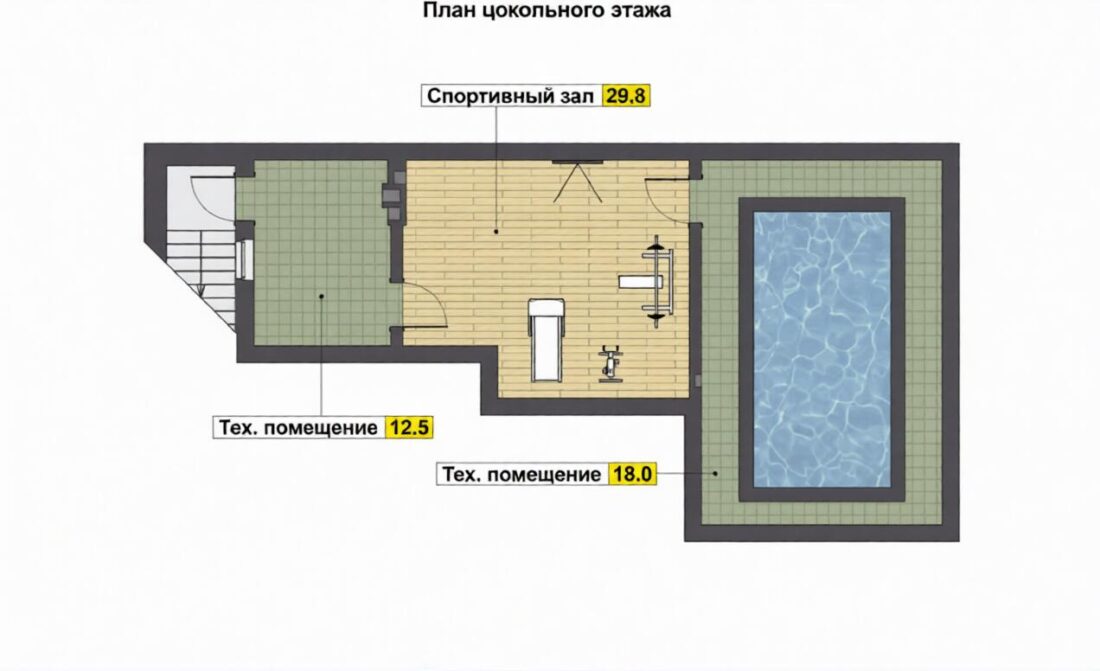 C-9 СПА -комплекс с бассейном и спорт-залом 17.7 *8.7 м. — фото 5